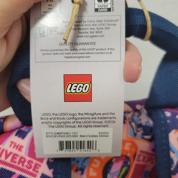 LEGO Space Explorers Backpack - Blue and Pink Nwt - Picture 2 of 7
